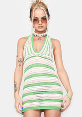 Lime Embrace The Heat Crochet Dress