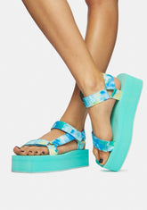 Aqua Tie Dye Gonna Getcha Platform Sandals