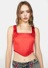 Just A Girl Satin Corset Top
