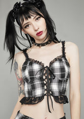 Ivory Charm School Dropout Plaid Cami