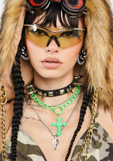 New Pop Green Shield Sunglasses