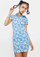 Love Checker Blue Jeeves Mini Dress