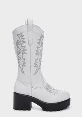 White Wintu Chunky Western Boots