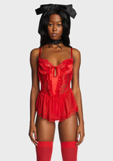 Spoiled But Not Rotten Lace Teddy- Red