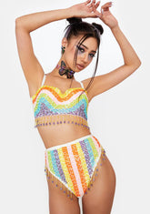 Rainbow Sequin Shorts Set