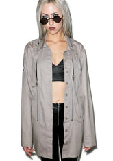 Sandstorm Zipper Head Button Up Top - Light Brown