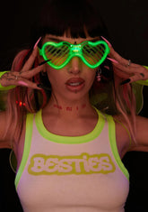 Neon Party Rockers Light Up Heart Glasses