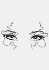Silver Squiggly Rhinestone Face Gems