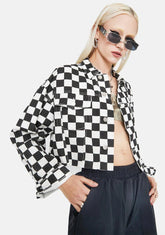 Meet Ur Maker Checkered Denim Jacket