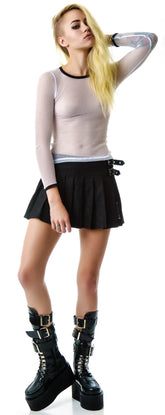 Fash-ist Fishnet Long Sleeve Top - White