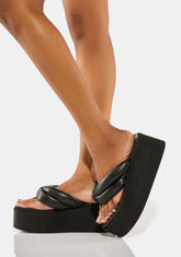 Black Billion Platform Wedge Sandals