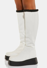 White Different Days Knee High Boots