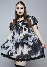 Very Tragic Accident Printed Babydoll Dress