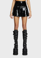 Vinyl Pleated Mini Skirt