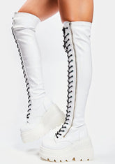 White Patent Shaker-374 Thigh High Boots
