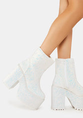 White Krush Glitter Platform Boots