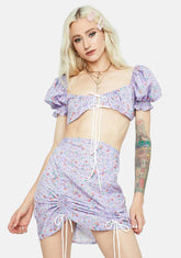 Vacation Made Floral Ribbon Tie Skirt Set