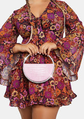 Pink The Alessia Circle Diamante Mini Handbag
