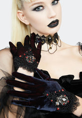Velvet Embroidered Gloves
