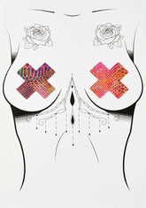 Neon Tie Dye Snake Print Cross Pasties