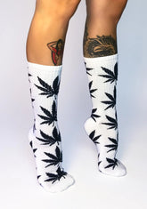 White Plantlife Crew Socks