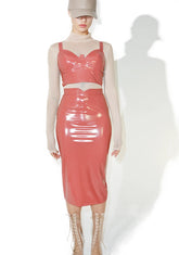 Video Girl Vinyl Midi Skirt