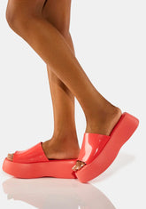 Pink Platform Slide Sandals