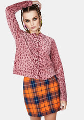 Orange Plaid Mini Skirt