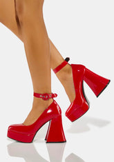 Red Build Me Up Platform Heels