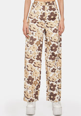 Brown Vacay Floral Cargo Pants
