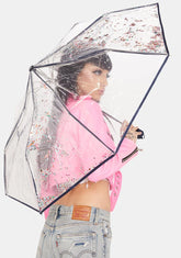 Navy Raining Confetti Umbrella