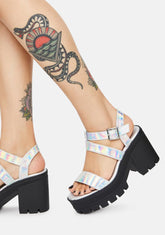 Holographic Shifted Vibes Single Strap Sandals