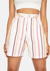 Carnival Kiss Striped Boyfriend Shorts