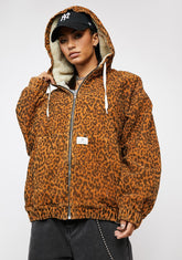 Leopard Print Cord Skater Jacket