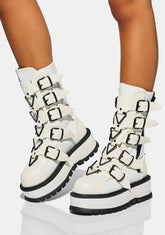 White Slacker Combat Boots
