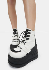 White Void Stomper Platform Wedge Boots