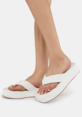 White Calliope Padded Toe Thong Flatforms
