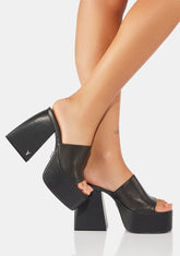 Highrise Black Leather Heels