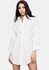 White You Excel Collared Shirt Dress