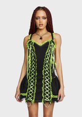Lime Lace Mini Dress