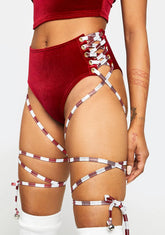 Jingle Bell Velvet Lace-Up Shorts