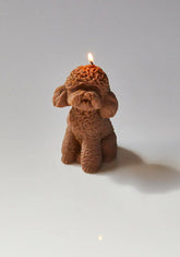 Honey Brown Poodle Candle