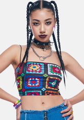 Not So Clueless Crochet Print Top