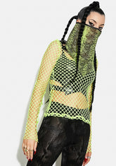 Green Florescent Serpentine Printed Triangular Scarf