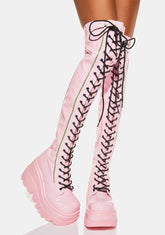 Pink Holographic Shaker-374 Thigh High Boots