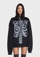 Skeleton Zip Up Hoodie Jacket