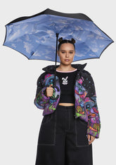 Clouds Unbelievabrella Reverse 48" Arc Closing Stick Umbrella