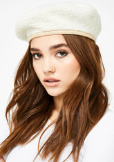 Blanc Baby Don't Herd Me Sherpa Beret