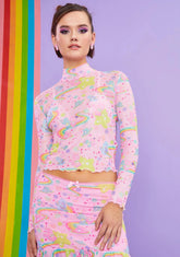 Rainbow Ride Mesh Long Sleeve Top
