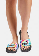 Noir Cool Cat Tie Dye Slides